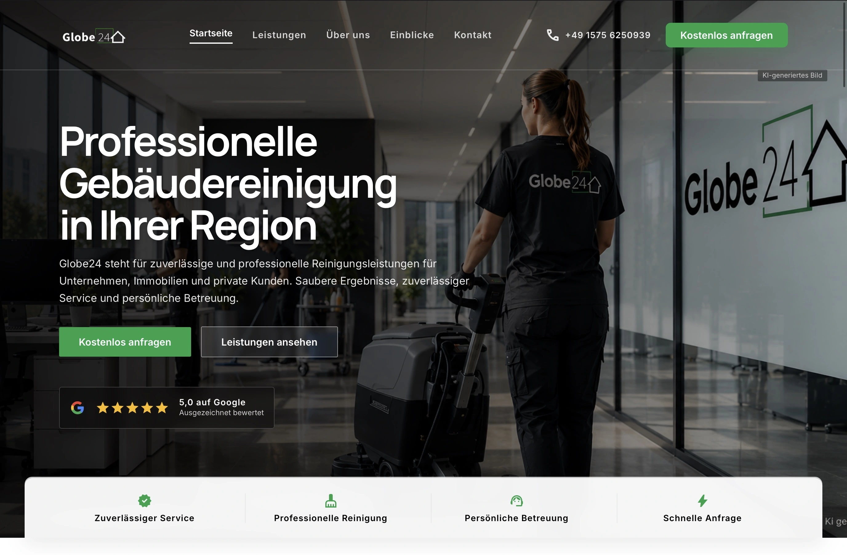 Ansicht der Website von Globe24 Facilityservice, Gebäudereinigung in NRW